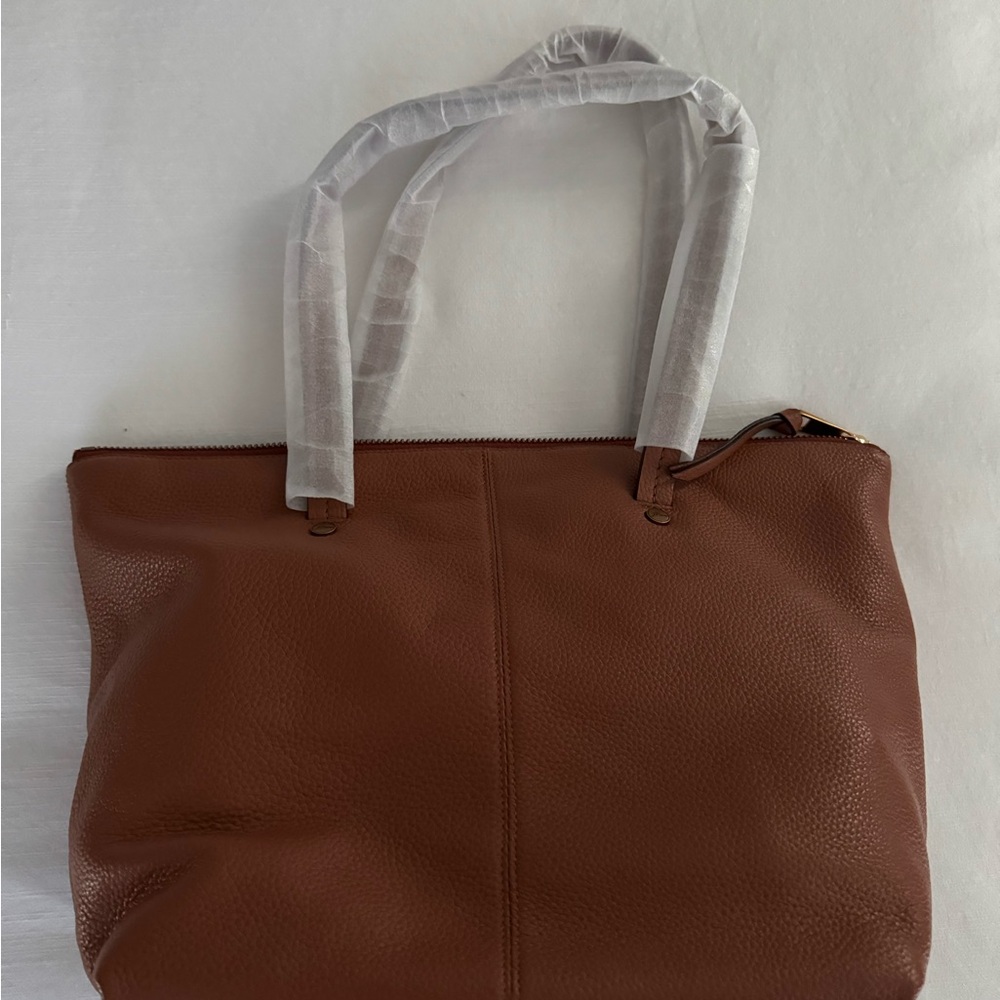 J. Crew Cognac Pebbled Leather Shoulder Bag